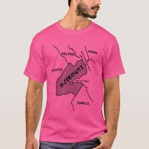 Hand-drawn black line map of Djibouti, neighboring T-Shirt