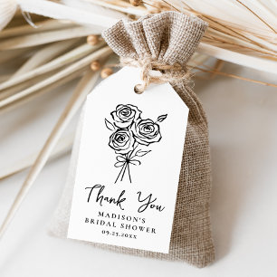 Hand-Drawn Black Rose Bridal Shower Thank You Gift Tags