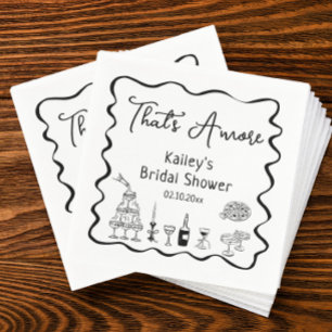 Hand Drawn Black Thats Amore Bridal Shower Napkins