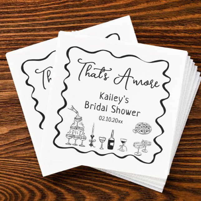 Hand Drawn Black Thats Amore Bridal Shower  Napkins (Creator Uploaded)