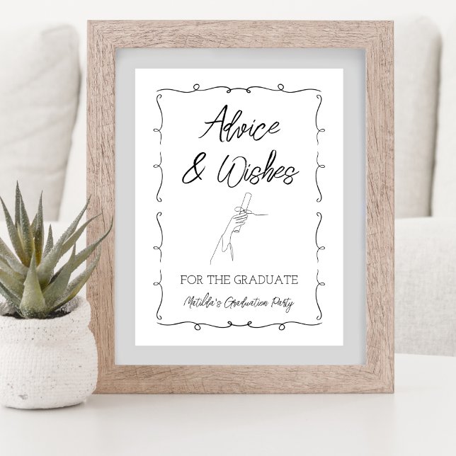 Hand Drawn Black&White Graduation Advice & Wishes Poster (Hand Drawn Black&White Graduation Advice & Wishes Poster)