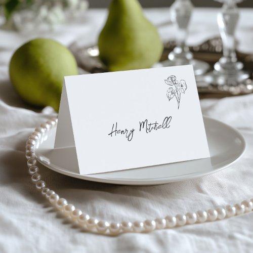 Hand Drawn Black & White Wedding Place Card