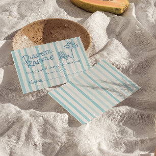 Hand Drawn Blue Baby On Board Boy Diaper Raffle  Enclosure Card