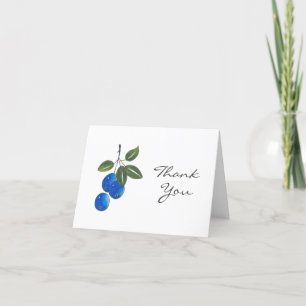 Hand Drawn Blue Berries 3 Letterpress Thank You Card