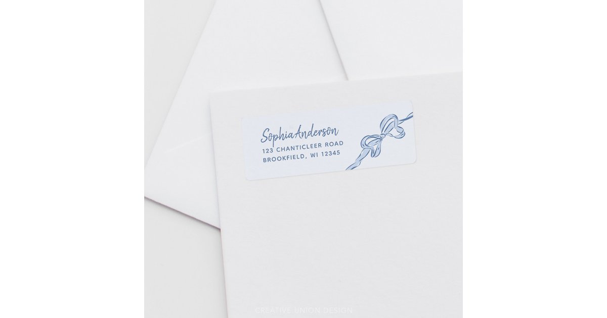 Hand Drawn Blue Bow Boy Baby Shower Label | Zazzle
