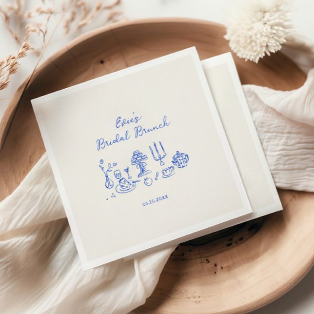 Hand Drawn Blue Bridal Brunch Napkins (Creator Uploaded)