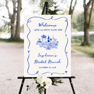 Hand Drawn Blue Bridal Brunch Welcome Sign