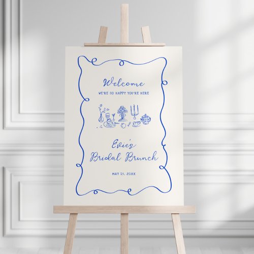 Hand Drawn Blue Bridal Brunch Welcome Sign