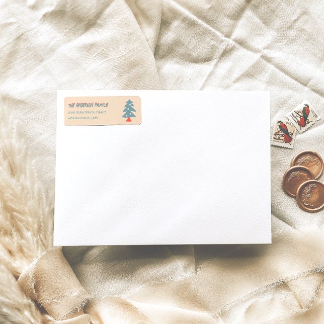 Hand Drawn Blue Christmas Tree Doddle Address Label (Creator Uploaded)