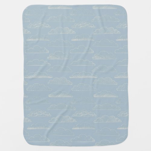 Hand Drawn Blue Clouds Baby Blanket