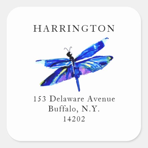 Hand_Drawn Blue Dragonfly Return Address Label