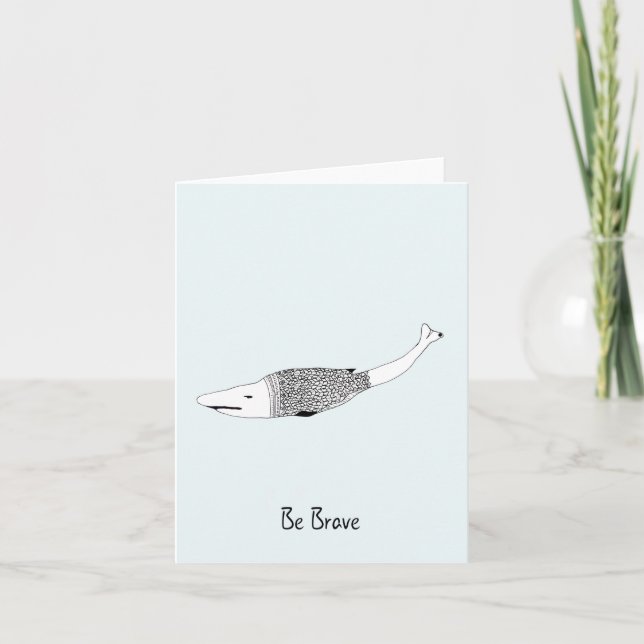 Hand Drawn Blue Encouragement Greeting Card Shark (Front)