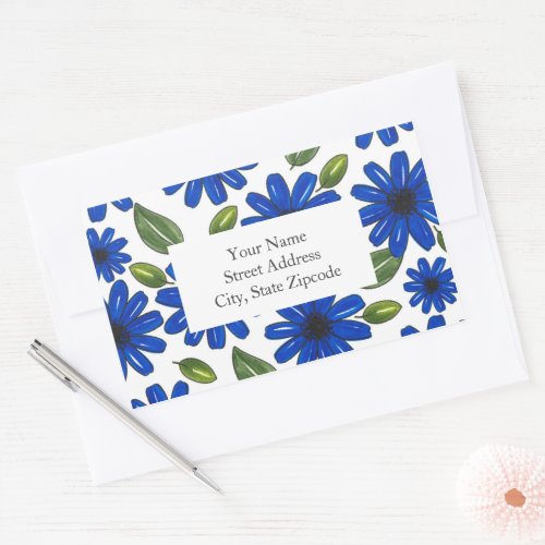 Hand Drawn Blue Flower Pattern Labels