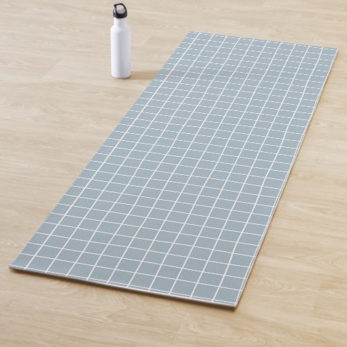 Hand Drawn Blue Grid Pattern Yoga Mat