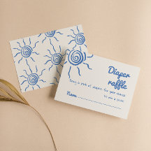 Hand Drawn Blue Here Comes The Son Diaper Raffle