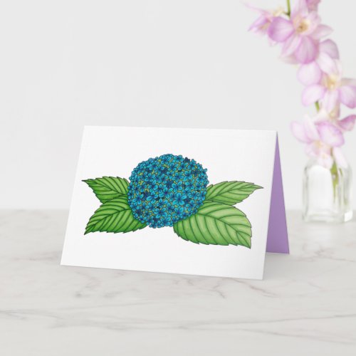 Hand_drawn blue hydrangea flower birthday card