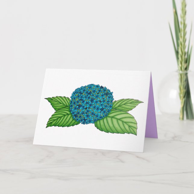 Hand-drawn blue hydrangea flower Mother's Day card (Front)