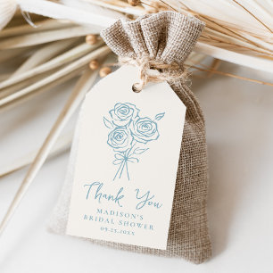 Hand-Drawn Blue Rose Bridal Shower Thank You Gift Tags