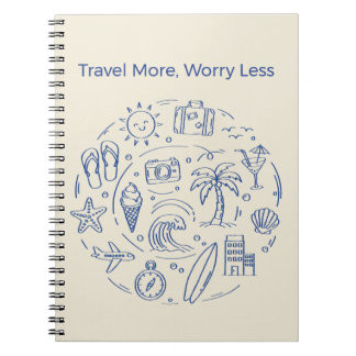 Hand-drawn Blue Summer Travel Vacation Doodles Notebook