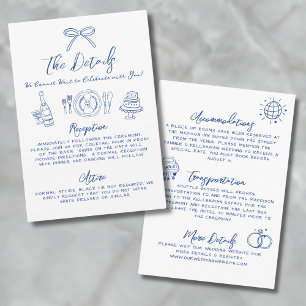 Hand Drawn Blue Wedding Details Enclosure Card