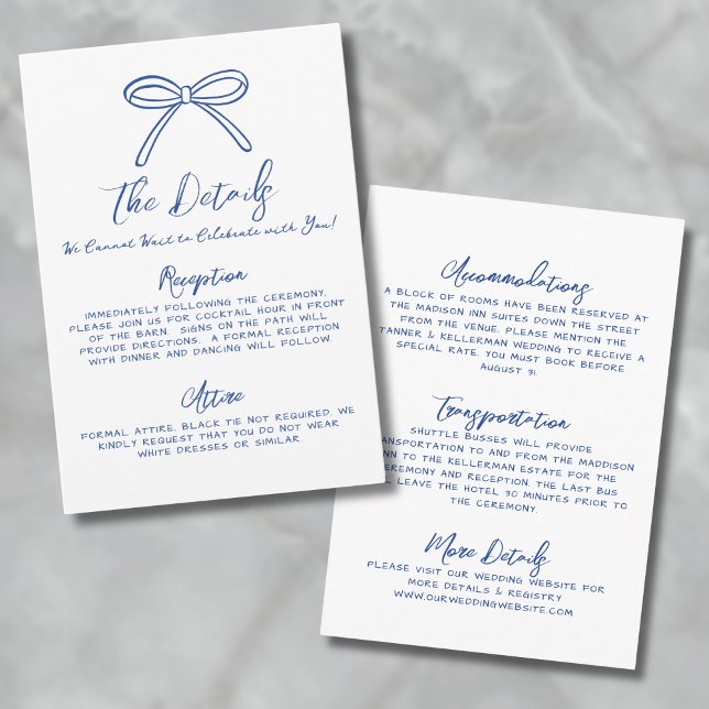 Hand Drawn Blue Wedding Details Enclosure Card (Hand Drawn Whimsical Blue Wedding Details Enclosure Card)