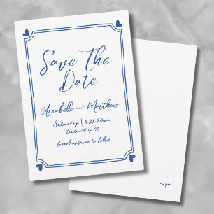 Hand Drawn Blue Wedding Save The Date