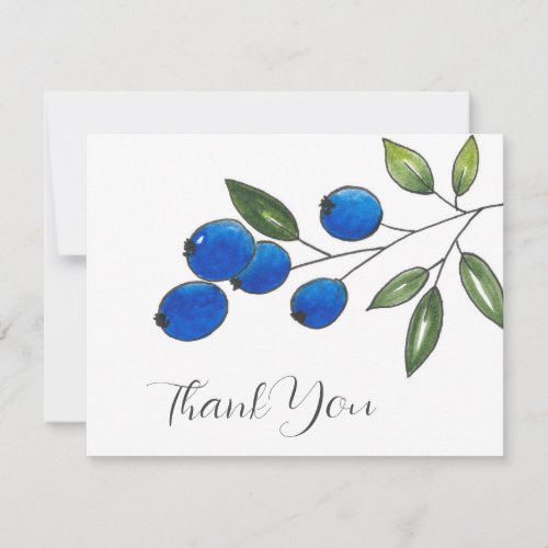 Hand Drawn Blueberries 2 Thank You Card