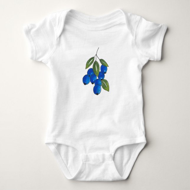 Hand Drawn Blueberries Baby Bodysuit (Front)