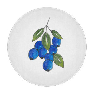 Hand Drawn Blueberries Cutting Board