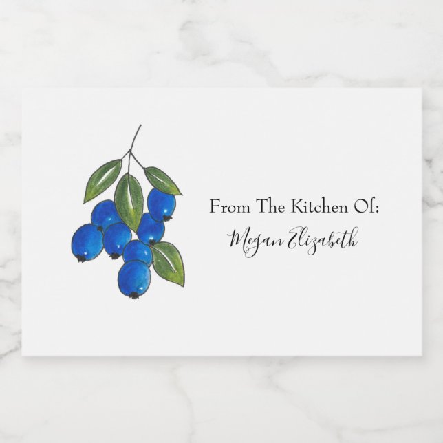 Hand Drawn Blueberries  Food Label (Single Label)