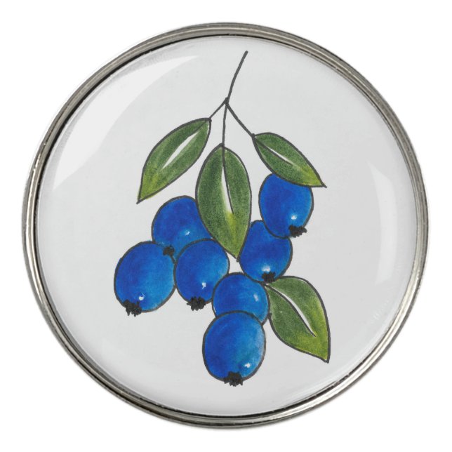 Hand Drawn Blueberries Golf Ball Marker (Front)