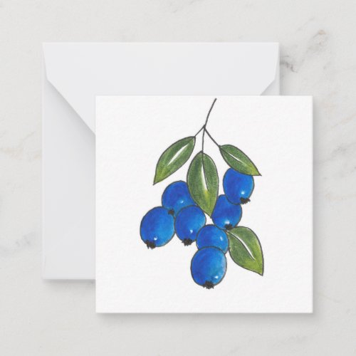 Hand Drawn Blueberries Note Card