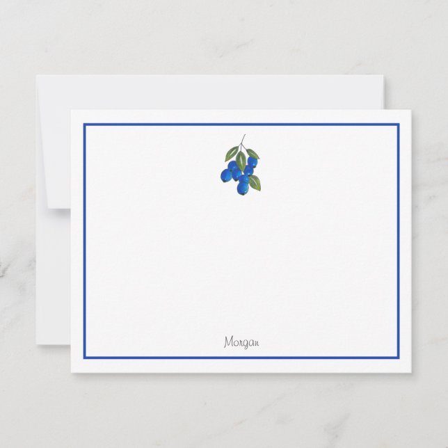 Hand Drawn Blueberries Note Card (Front)