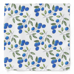 Hand Drawn Blueberries Pattern Bandana