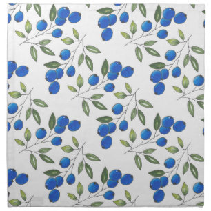 Hand Drawn Blueberries Pattern Cloth Napkin