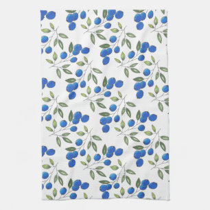 Hand Drawn Blueberries Pattern Kitchen Towel