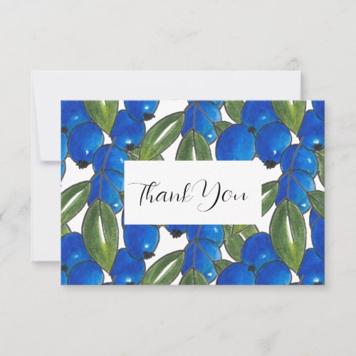 Hand Drawn Blueberries Thank You Card