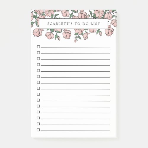 Hand Drawn Blush Pink Flowers To Do List Post_it Notes