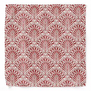 Hand Drawn Bohemian Scallops, Red on Cream Bandana