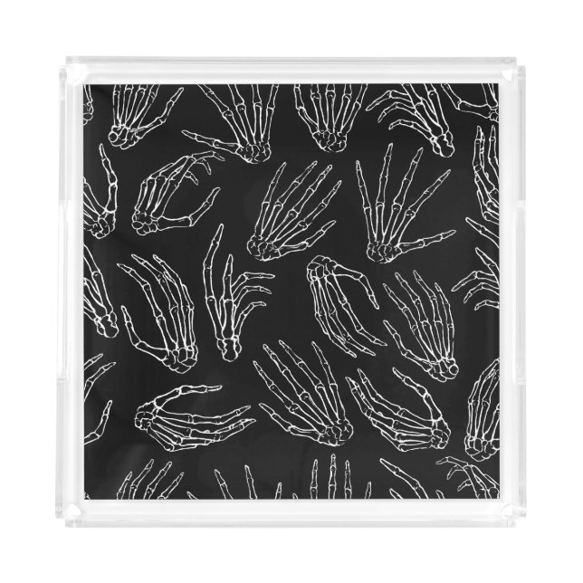 Hand-Drawn Bones, Engraving Style Background. Acrylic Tray (Front)