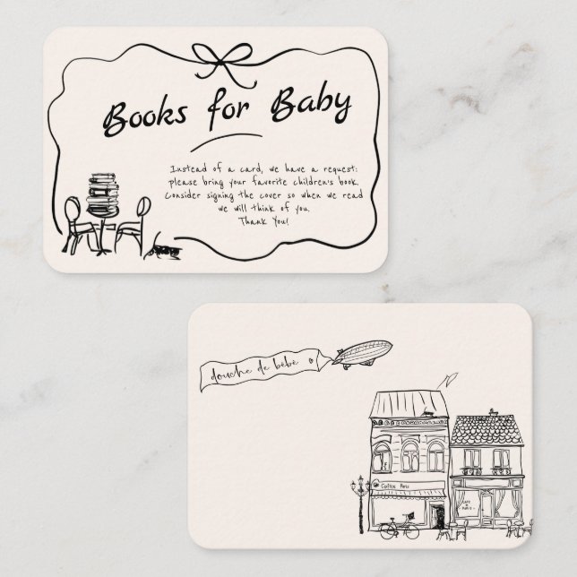 Hand Drawn Bonjour Bebe French Books for Baby Enclosure Card (Front/Back)