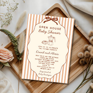 Hand Drawn Bonjour Bebe Open House Baby Shower Invitation