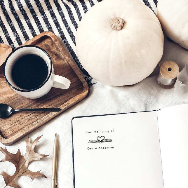 Hand-drawn Book Heart From The Library Of Self-inking Stamp (Creator Uploaded)