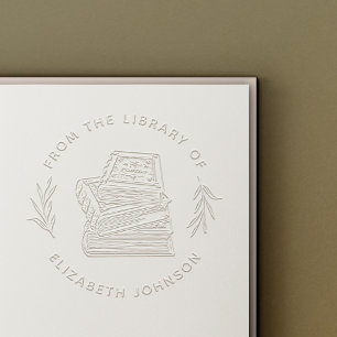 Hand-drawn Books Leaves Custom From The Library Of Embosser