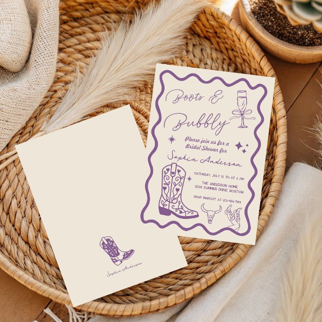 Hand drawn Boots Bubbly Rustic Bridal Shower  Invitation (Creator Uploaded)