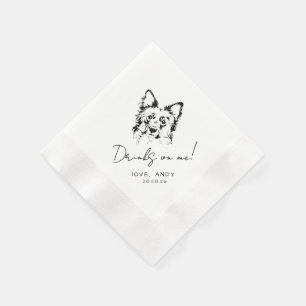 Hand Drawn Border Collie Drinks on me Cocktail Napkins