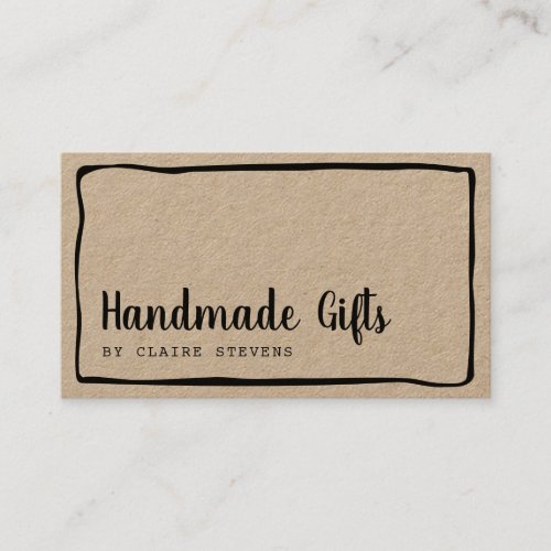 Hand drawn border modern rustic handmade kraft business card