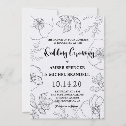 Hand_drawn Botanical Floral Frame Wedding Invites