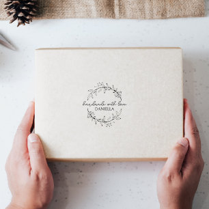 Hand-drawn Botanical Handmade With Love Custom Self-inking Stamp