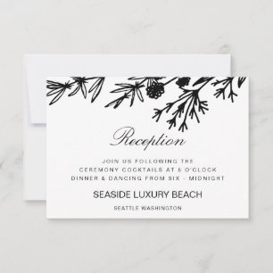 Hand Drawn Botanical Leaves Reception Card